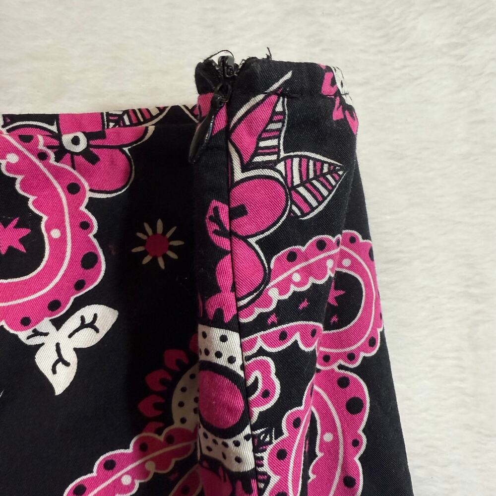Metrostyle 10 Black Pink Paisley Mini Skirt Y2K Mod Stretch Floral Print - Picture 3 of 9
